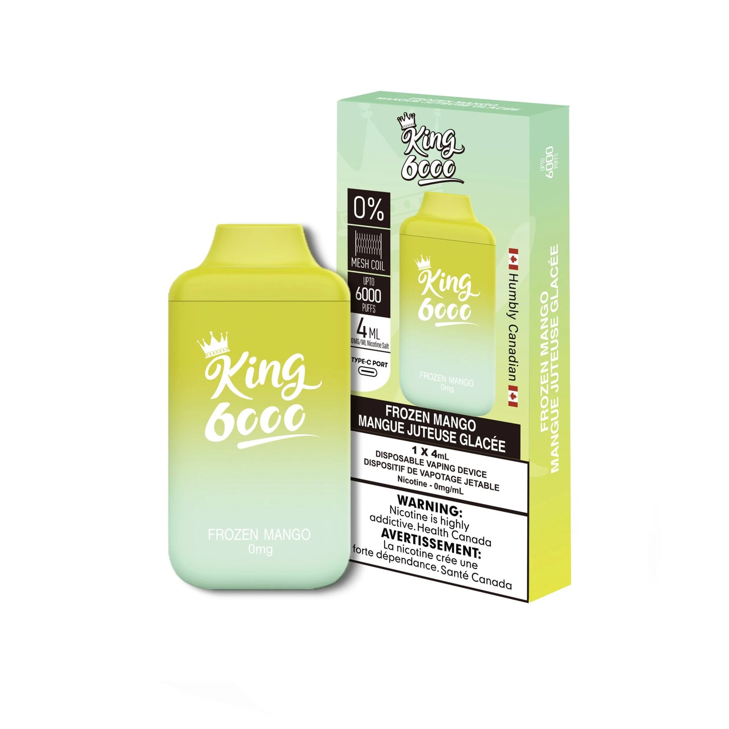 King 6000 Frozen Mango Nicotine free (Provincial tax)
