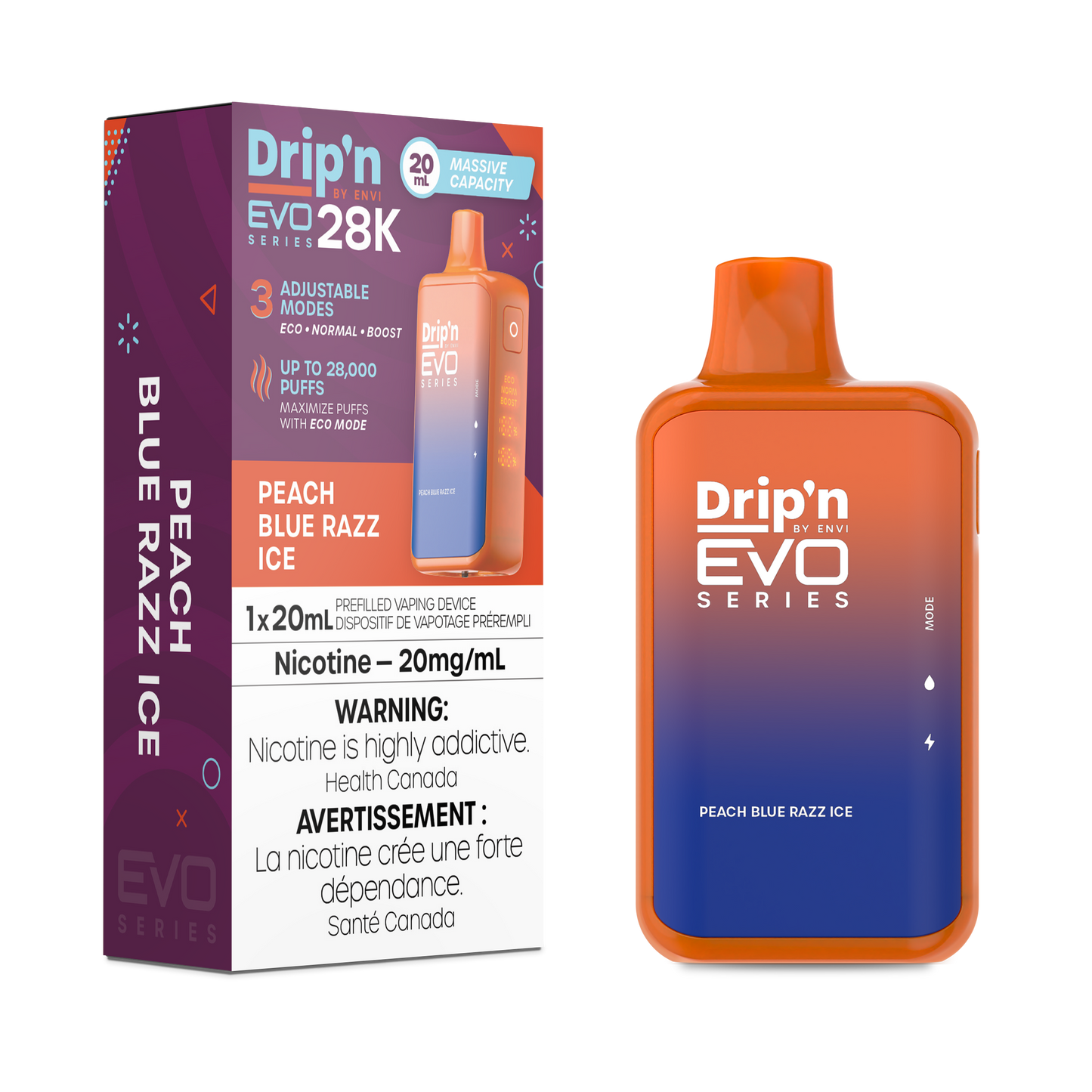 DRIP’N 28k Peach Blue Razz ice *
