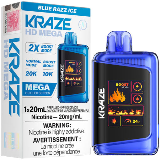 Kraze HD mega 20K blue razz ice (provincial tax)