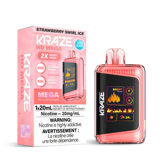 Kraze HD mega 20K Strawberry Swirl ice (provincial tax)