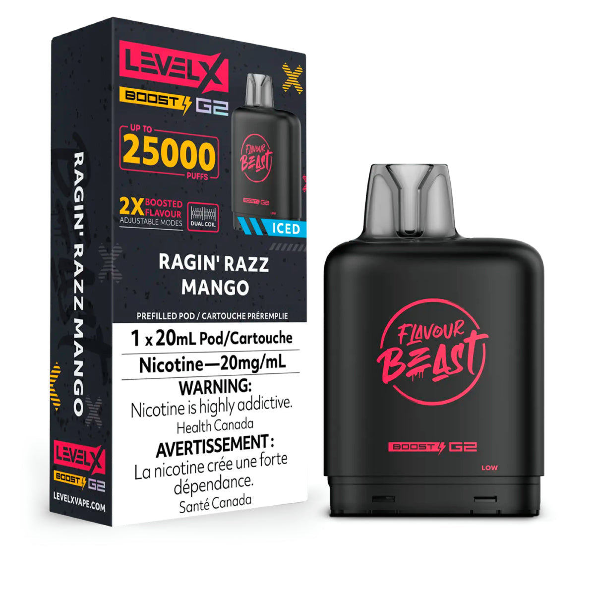 Flavour Beast Level X Boost 25K Ragin’ Razz Mango *