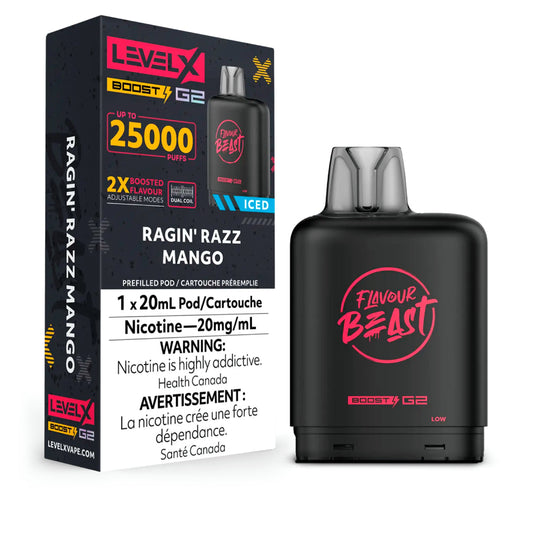 Flavour Beast Level X Boost 25K Ragin’ Razz Mango *