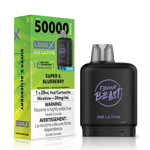 Flavour beast level X g2 ultra pod 50k super s. blueberry