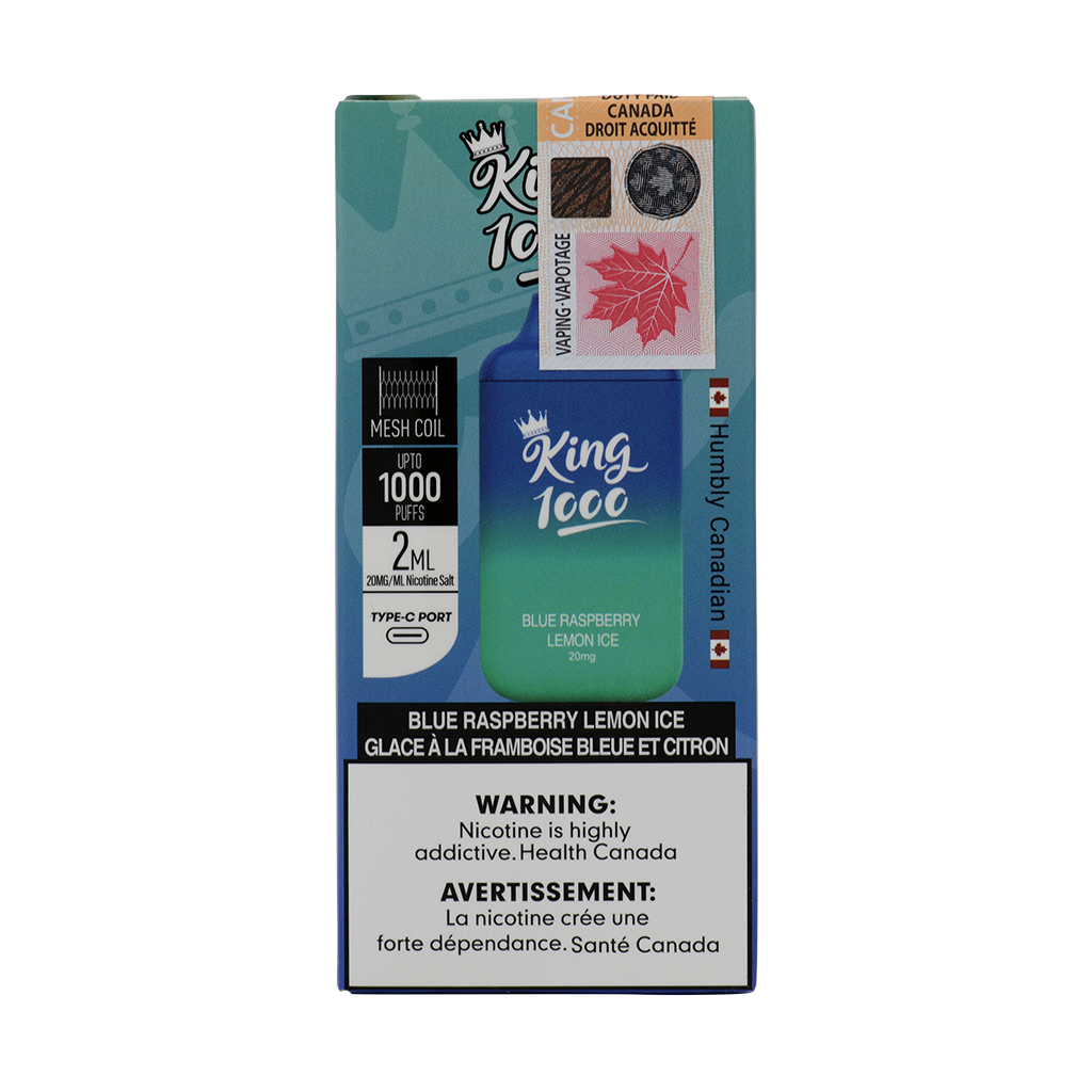 King 6000 Nicotine free Blue raspberry Lemon ice