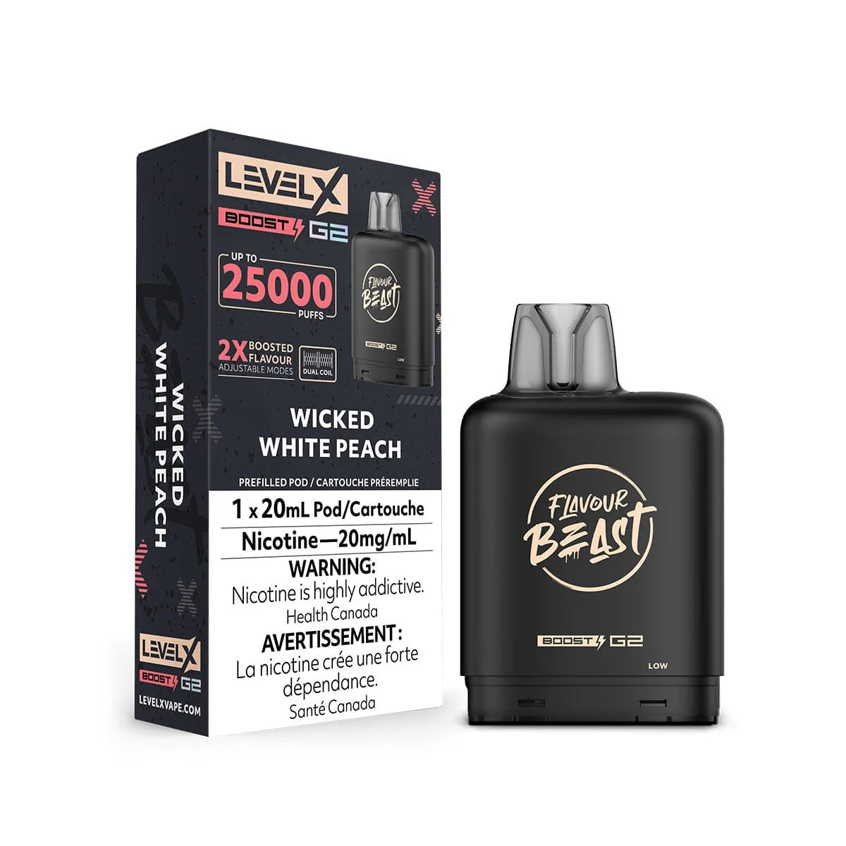 Flavour Beast Level X Boost 25K  Wicked White Peach (Provincial Tax)