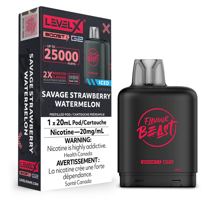 Flavour Beast Level X Boost 25K Savage StrawberryWatermelon (Provincial Tax)