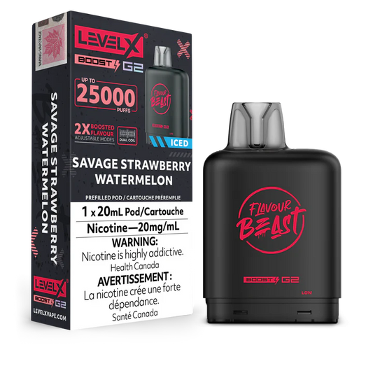 Flavour Beast Level X Boost 25K Savage StrawberryWatermelon (Provincial Tax)