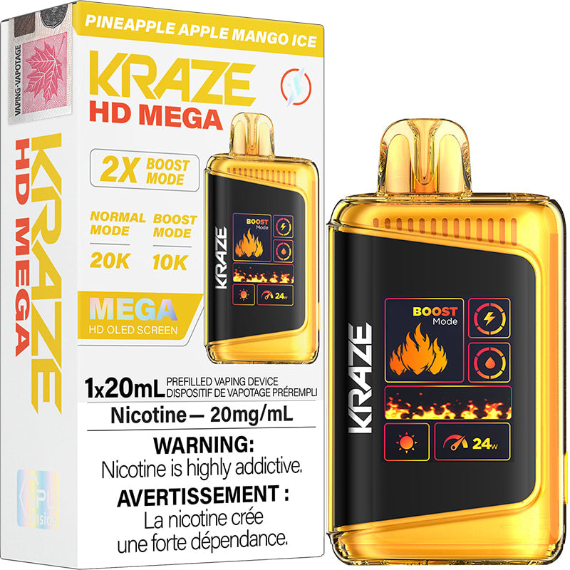 Kraze HD mega 20K pineapple apple mango ice (provincial tax)