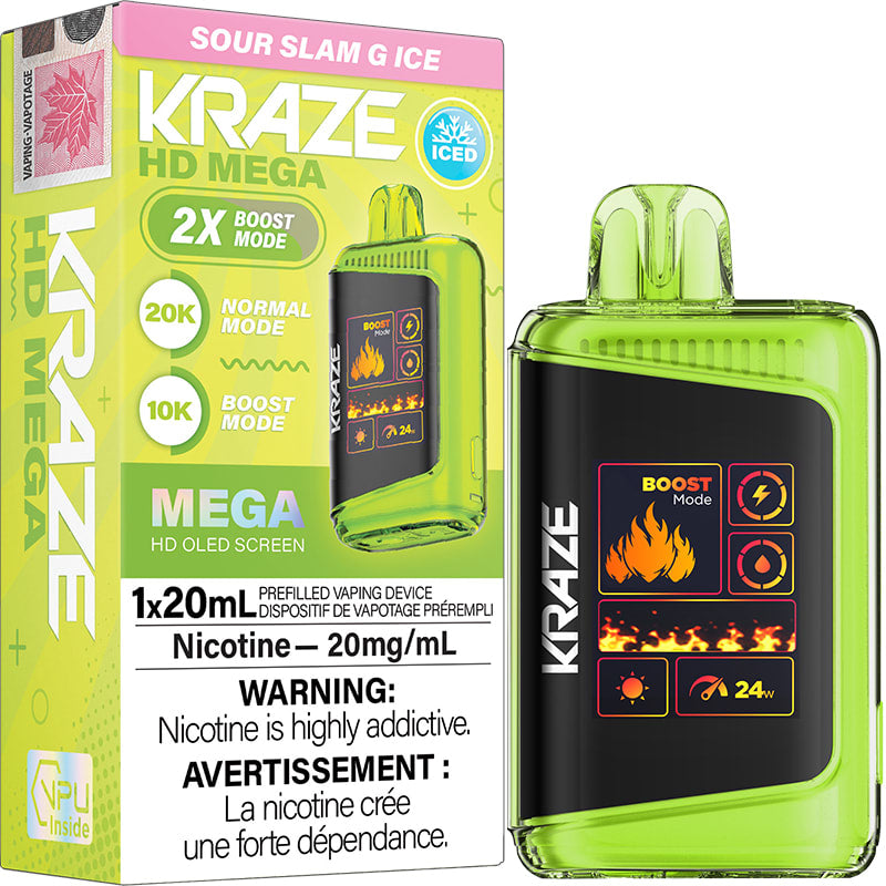 Kraze HD mega 20K Sour Slam G ice (provincial tax)